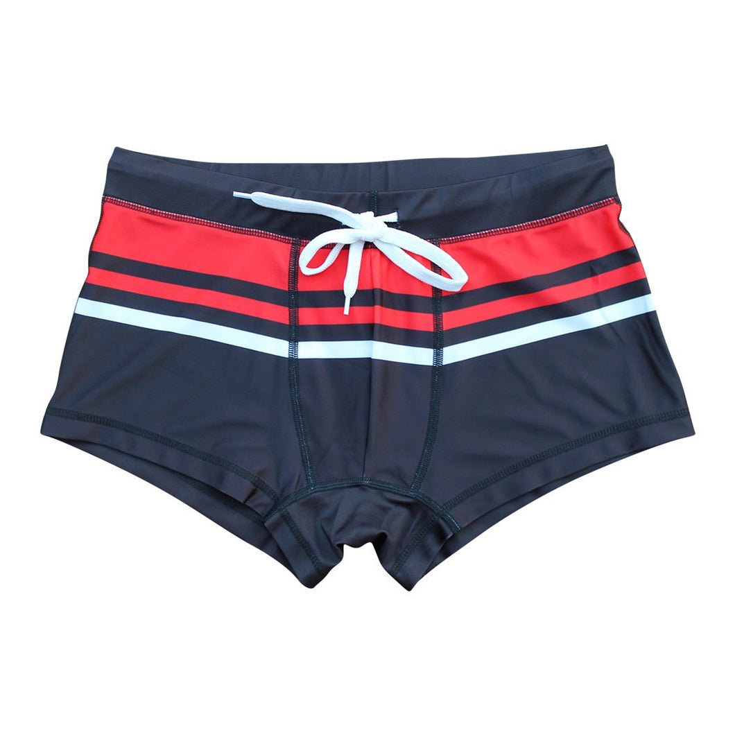 Square Leg Swimsuit - Black & Red Racer